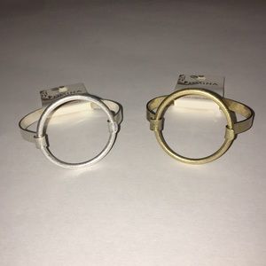 Silver and gold metal cuff bracelets. Set of two!